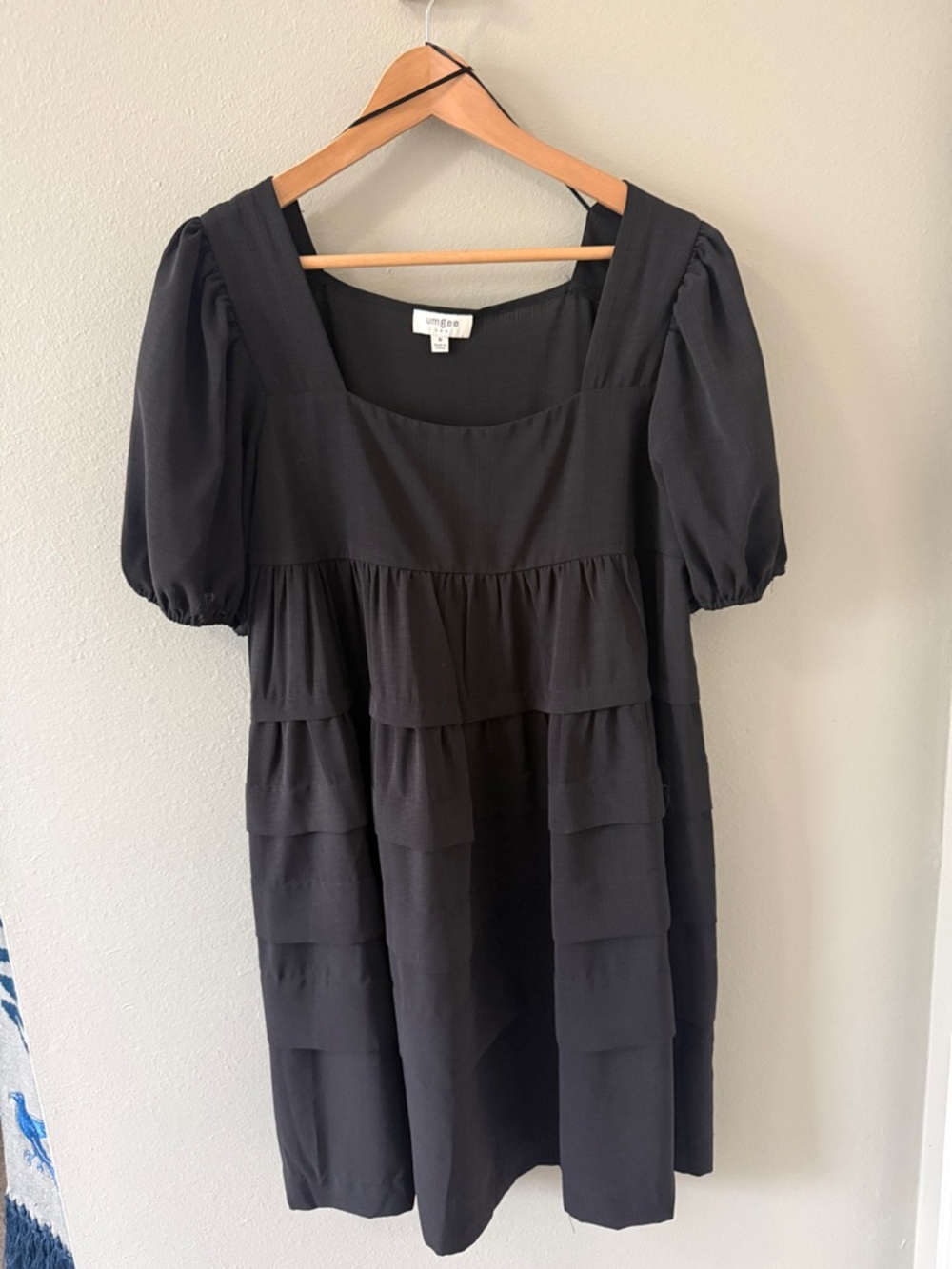 Umgee Black Tiered Puff Sleeve Mini Dress